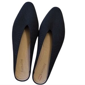Rothys Almond Demi Mule Flats Navy Blue Slip On Comfort Shoes Size 11